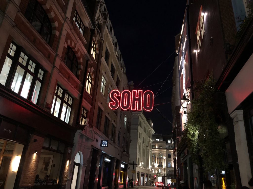 Large view of Soho at night